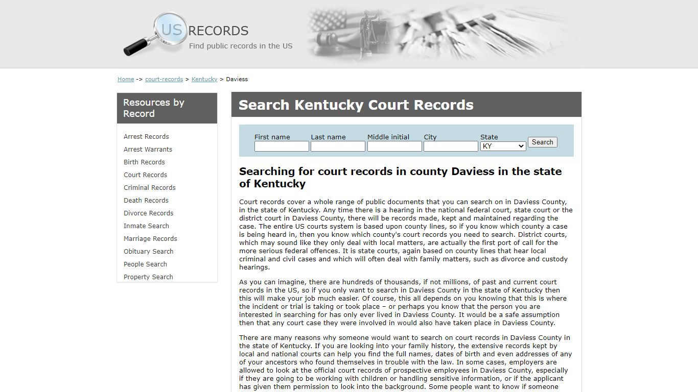 Search Court Records Daviess Kentucky | US Records