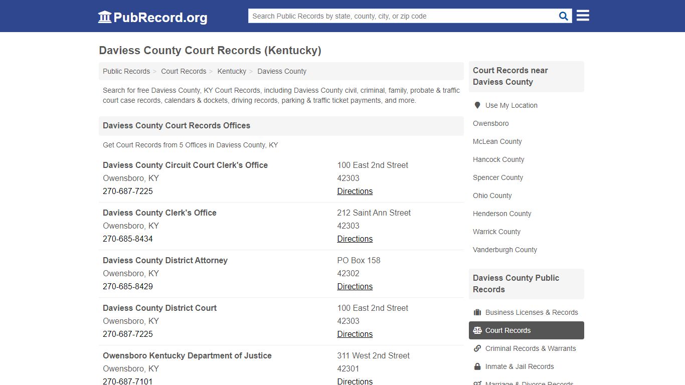 Free Daviess County Court Records (Kentucky Court Records) - PubRecord.org